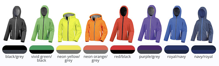 Farbauswahl Kinder Softshell Kapuzen Jacke R 224JY | Result® Farbauswahl Kinder Softshell Kapuzen Jacke R 224JY | Result®