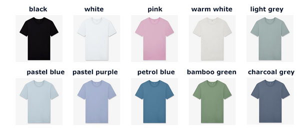 Bambus-T-Shirt Bamboo B01 lieferbare Farben Bambus-T-Shirt Bamboo B01 lieferbare Farben
